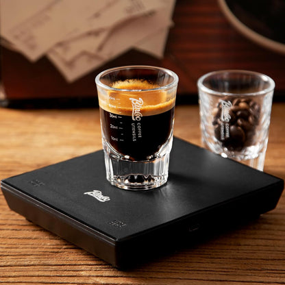 Espresso Shot Glasses 2 Pack - 50ml Espresso Measuring Cup Liquid Heavy Glass for Baristas for Single Shot