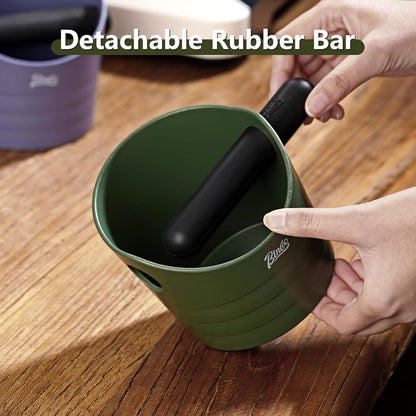 Cute Espresso Knock Box - 4.5 Inch Coffee Ground Knock Box, Espresso Puck Knock Box with Removable Knock Bar and Non-Slip Base (Army Green)