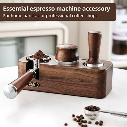 58mm Coffee Distributor,Heavy Duty Coffee Levelling Tool, Adjustable Depth Espresso Tamper Coffee Leveler with Walnut Wood Handle (58mm)