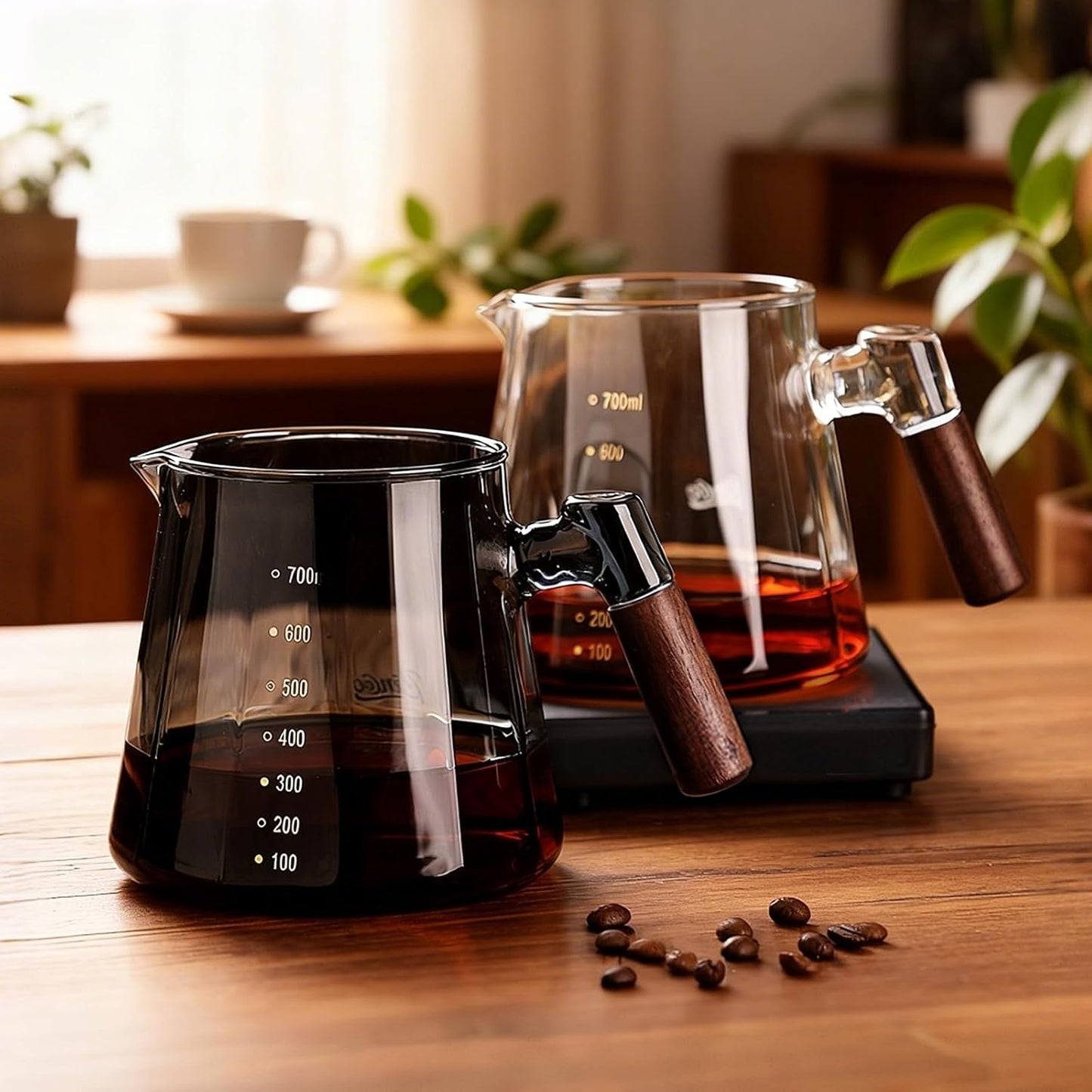 Bincoo GYJ60232 Glass Coffee Server 600ML - Glass Coffee Carafe with Handle, Barista Coffee Server Coffee Pot for Drip Coffee Maker (Gray)