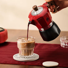 Stovetop Espresso Maker,Classic Aluminum Italian Coffee Maker,2Cups Moka Pot for Italian and Cuban Café Brewing, Double Valve Extraction (Red Black, 2 Cups)