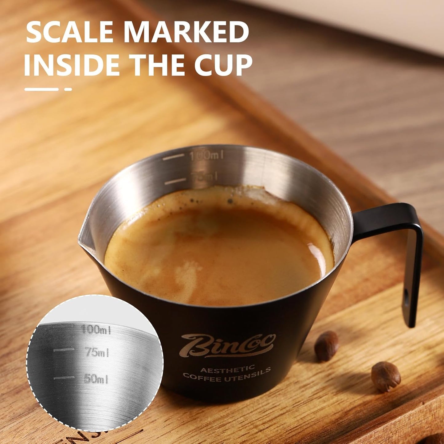 Pink Espresso Measuring Cup with Handle - 2 Pack Stainless Steel Espresso Pouring Cup with Double Spout,100ML Espresso Shot Cup for Coffee Bean,Tomato,Sauce,Milk