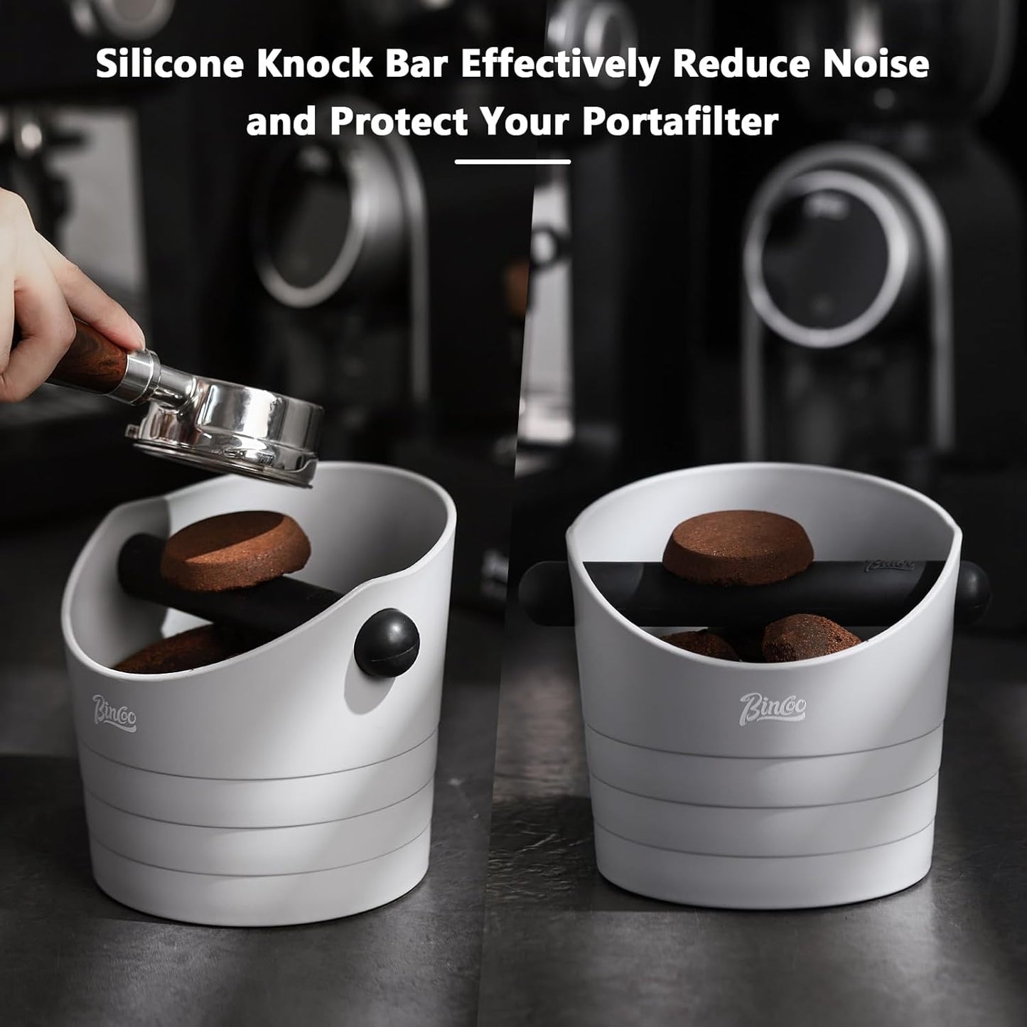 Large Espresso Knock Box, 1.2L Pink Knock Box for Coffee Grounds, Espresso Puck Knock Box with Removable Knock Bar and Non-Slip Base
