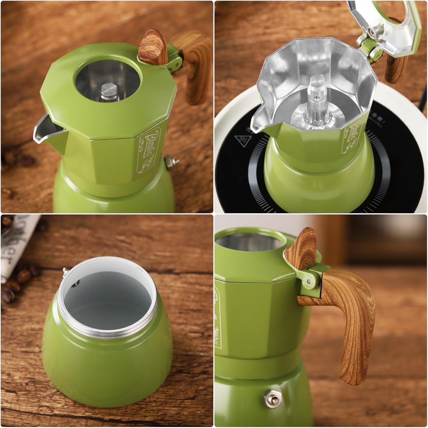 Bincoo Small Espresso Maker Stovetop, 2 Cups Moka Pot Espresso Pot Stovetop,120ml Italian Coffee maker for Cappuccino Latte,Cafetera Cubana