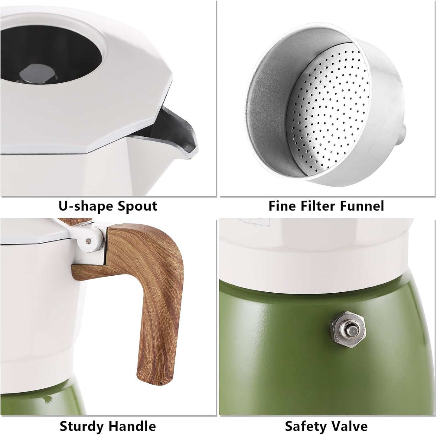 Bincoo Small Espresso Maker Stovetop, 2 Cups Moka Pot Espresso Pot Stovetop,120ml Italian Coffee maker for Cappuccino Latte,Cafetera Cubana