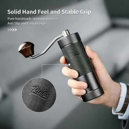 Manual Coffee Bean Grinder, Portable Hand Espresso Grinder with 6 Star CNC Stainless Steel Conical Burr,16 Internal Adjustable Setting and Double Bearing, Portable Carry Bag, 25g Capacity