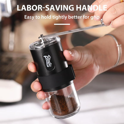 Bincoo Portable Manual Coffee Bean Grinder with Conical Ceramic Burr, Foldable Coffee Grinder for Outdoor Traveling Camping, Adjustable Coarseness (Pink)