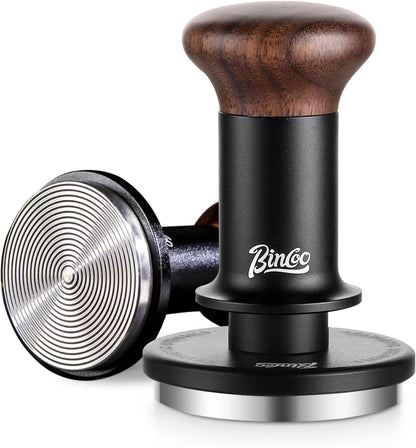 Espresso Tamper 51mm - Spring Loaded Coffee Tamper with Stainless Steel Base and Walnut Handle for Café,Tamped Perfection,Quality Brews at Home