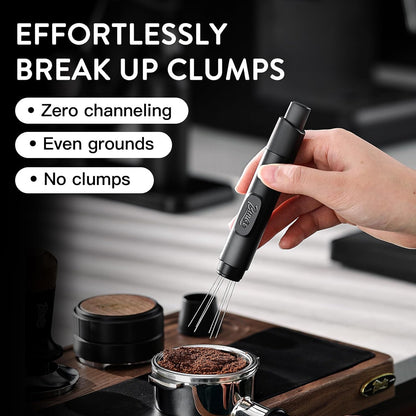 Retractable WDT Tool Espresso Distribution Tool - Coffee Distributor Espresso Stirrer for Barista with Storage Stand & Extra 6 Replaceable Needles (Black)