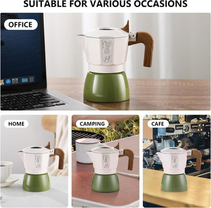 Bincoo Small Espresso Maker Stovetop, 2 Cups Moka Pot Espresso Pot Stovetop,120ml Italian Coffee maker for Cappuccino Latte,Cafetera Cubana