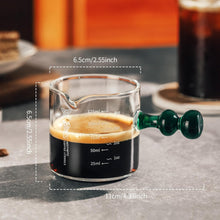 Espresso Shot Glasses Set of 2-120ml Espresso Cup with Handle and Single Spout, Clear Espresso Measuring Cup Glass for Barista Coffee Measure