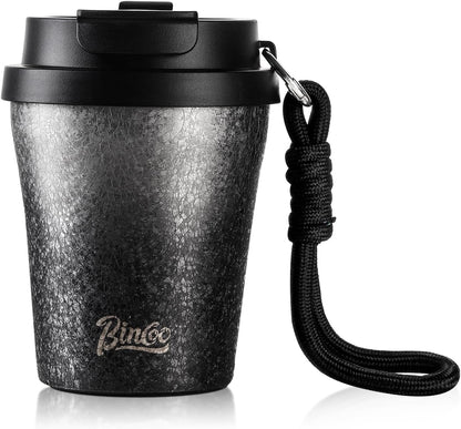 Insulated Coffee Mug with Lid, Travel Coffee Mug Tumble, Leakproof Travel Coffee Tumbler Cups, Gifts for Women Men Her Him,280ml (Black)