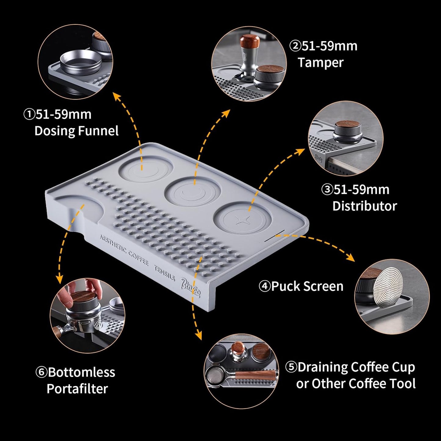 Espresso Tamping Mat - Silicone Coffee Bar Mat Tamper Mat,Espresso Accessory for Baristas Home Kitchen Bar Coffee Shop
