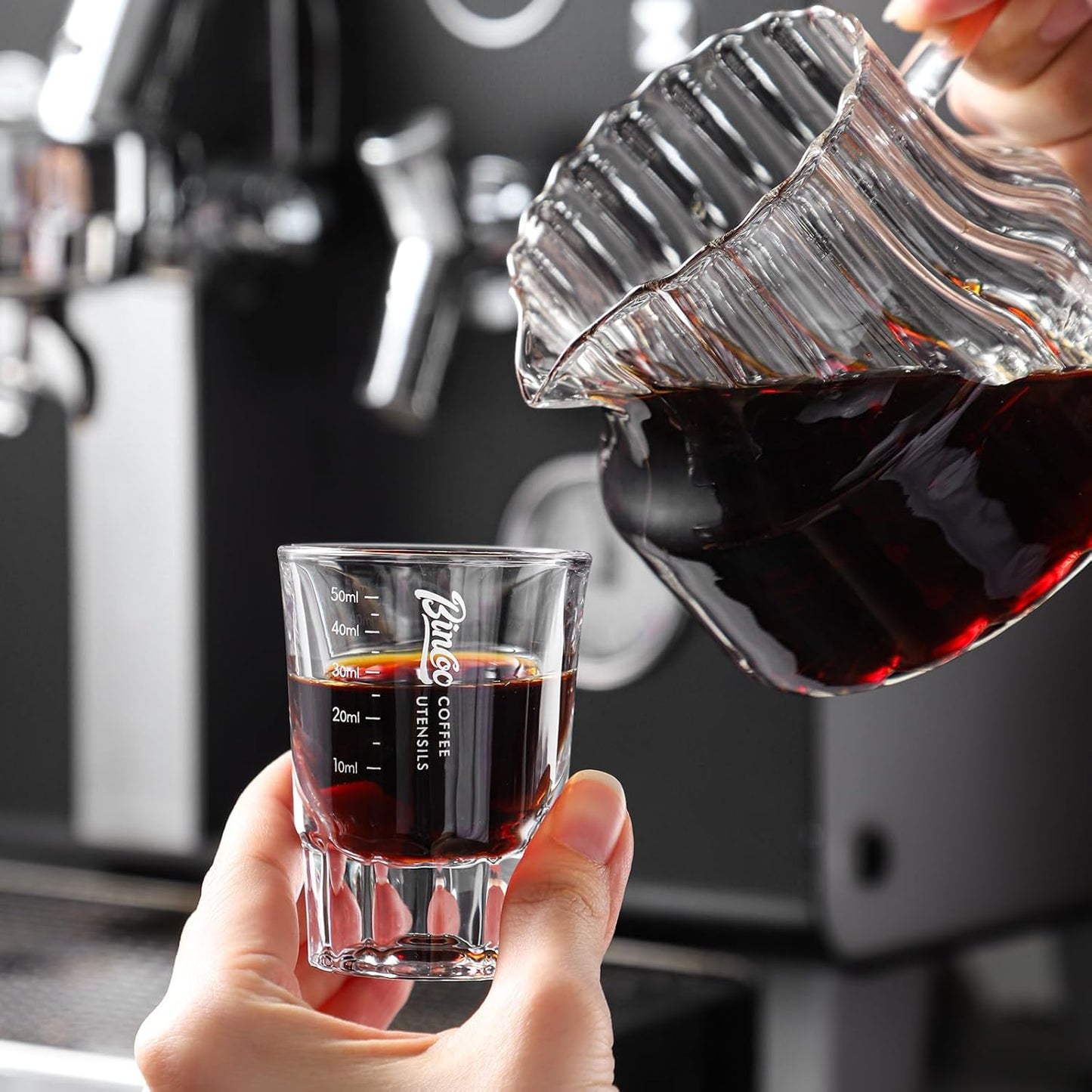 Espresso Shot Glasses 2 Pack - 50ml Espresso Measuring Cup Liquid Heavy Glass for Baristas for Single Shot