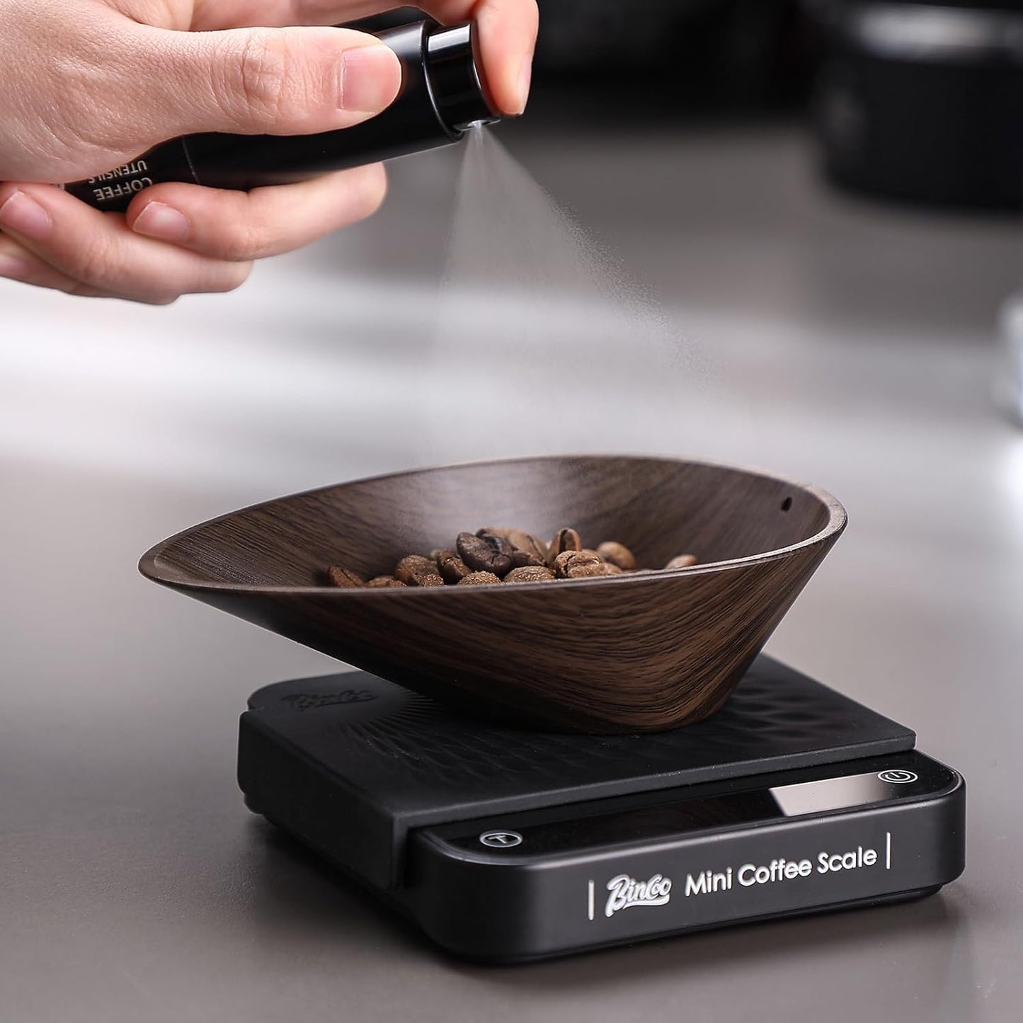 Coffee Bean Dosing Cup Set of 2 - Bincoo Wood Grain ABS Precision Dosing Cup for Espresso, Coffee Brewing - Non-Slip Base, Easy Pour Design, 30g Capacity