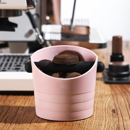 Large Espresso Knock Box, 1.2L Pink Knock Box for Coffee Grounds, Espresso Puck Knock Box with Removable Knock Bar and Non-Slip Base