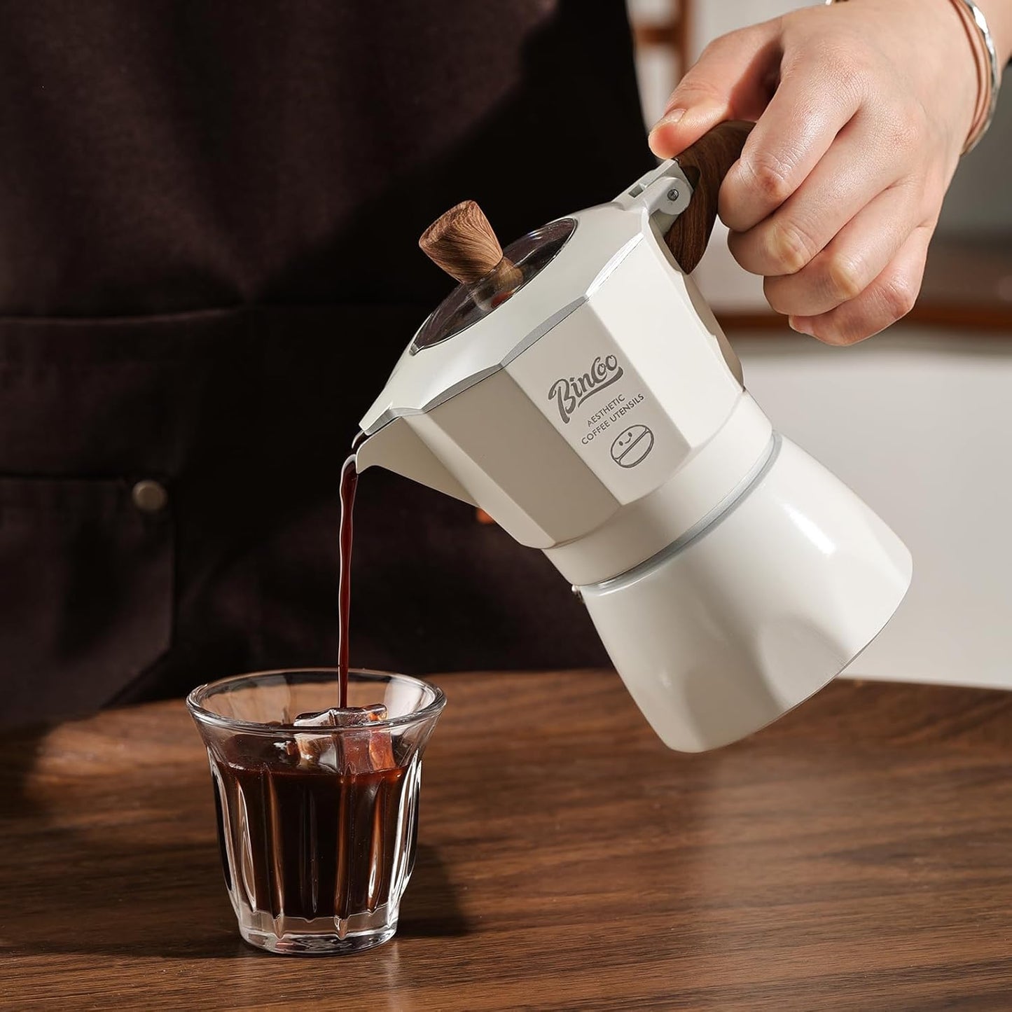 Bincoo Stovetop Espresso Maker - Italian Coffee Maker for Gas & Electric Stove,Small Moka Pot for Italian and Cuban Café Brewing,2 Espresso Cups, Portable