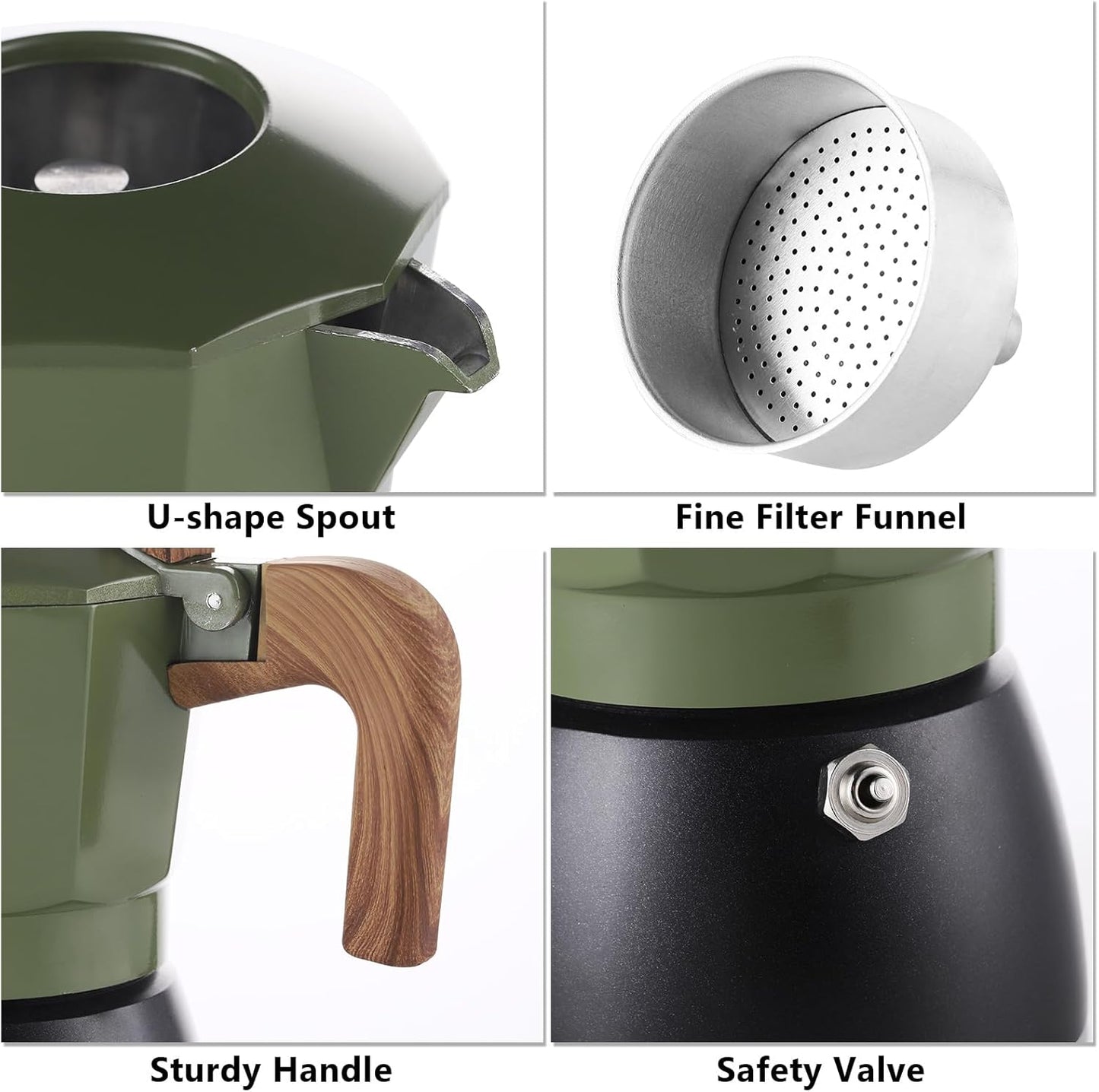 Bincoo Small Espresso Maker Stovetop, 2 Cups Moka Pot Espresso Pot Stovetop,120ml Italian Coffee maker for Cappuccino Latte,Cafetera Cubana