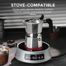 Bincoo Italian Moka Pot - Stovetop Espresso Maker for Rich Coffee,316 Stainless Steel - Three-Valve Pressure Boosting Design (Silver 02)