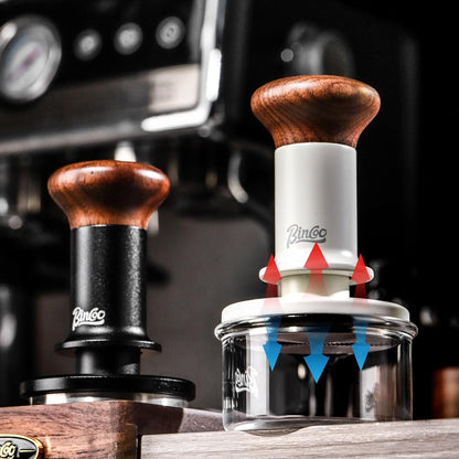 Espresso Tamper 51mm - Spring Loaded Coffee Tamper with Stainless Steel Base and Walnut Handle for Café,Tamped Perfection,Quality Brews at Home