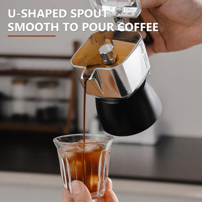 Espresso Maker Stovetop - Small Moka Pot 2 Cups,Italian Coffee maker for Single Use,4oz/120ML,Perfect for Home Cafe Camping