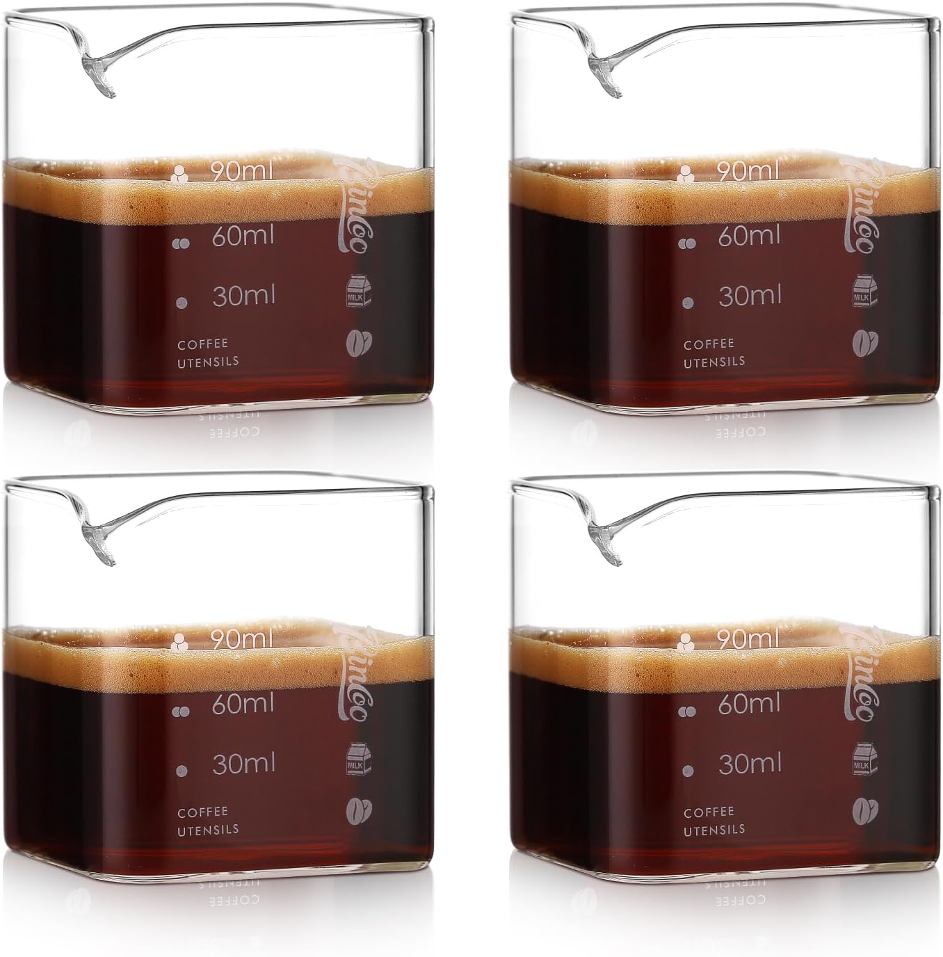 4-Pack V-shape Espresso Shot Glass, 4oz, Glass Shot Cup Accessories