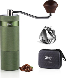 Manual Coffee Grinder - Hand Espresso Grinder with CNC Stainless Steel Conical Burr - Internal Adjustable Setting, Coffee Bean Grinder with Portable Carry Bag (Green)