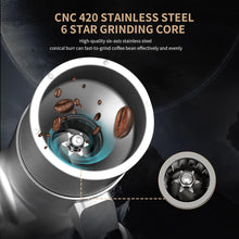 Electric Burr Coffee Grinder - Stepless Adjustment Electric Espresso Grinder with CNC Stainless Steel Conical Burr and Magnetic Lid & Dosing Cup