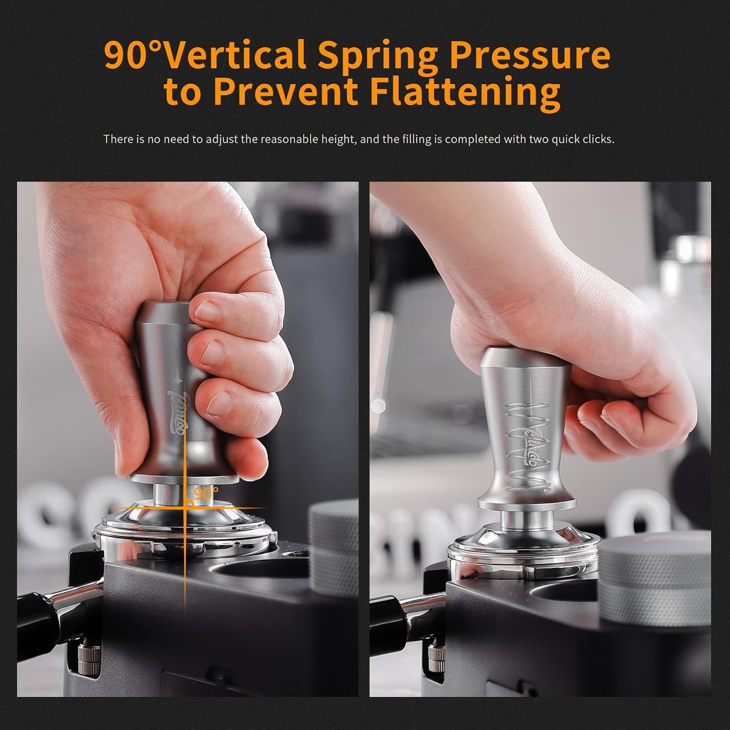 Espresso Coffee Tamper 51mm - Spring Loaded Espresso Tamper, 51mm Espresso Hand Tamper for Barista Home, Stainless Steel Thread Base