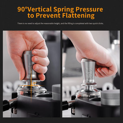 Espresso Coffee Tamper 51mm - Spring Loaded Espresso Tamper, 51mm Espresso Hand Tamper for Barista Home, Stainless Steel Thread Base