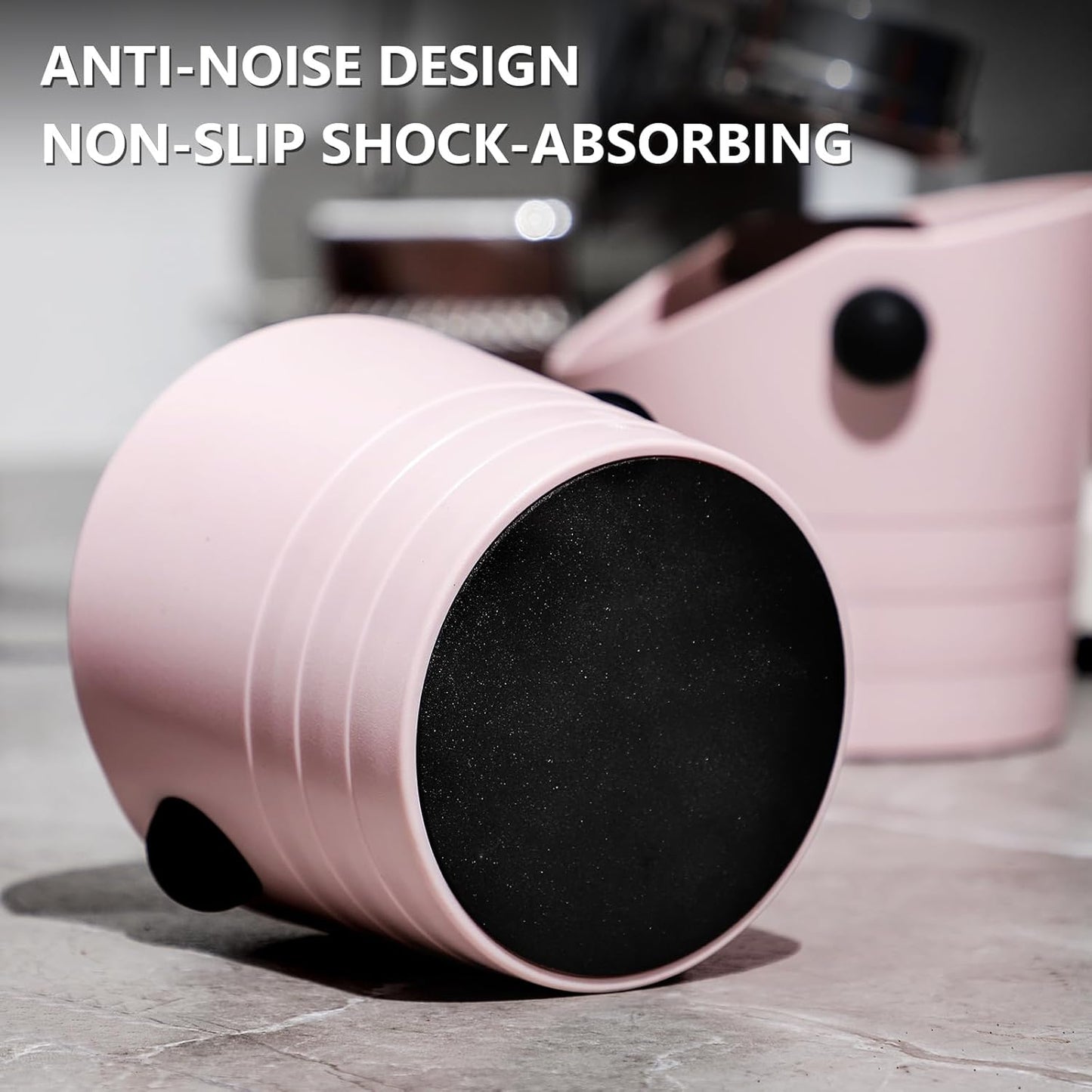 Large Espresso Knock Box, 1.2L Pink Knock Box for Coffee Grounds, Espresso Puck Knock Box with Removable Knock Bar and Non-Slip Base