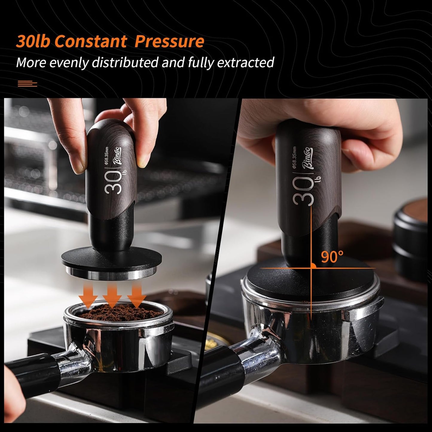 51mm Calibrated Espresso Tamper, 30lb Consistent Pressure Coffee Tamper, Calibrated Tamper for Espresso Machine, Spring Loaded Tamper with Stainless Steel Thread Base (Silver, 51mm)