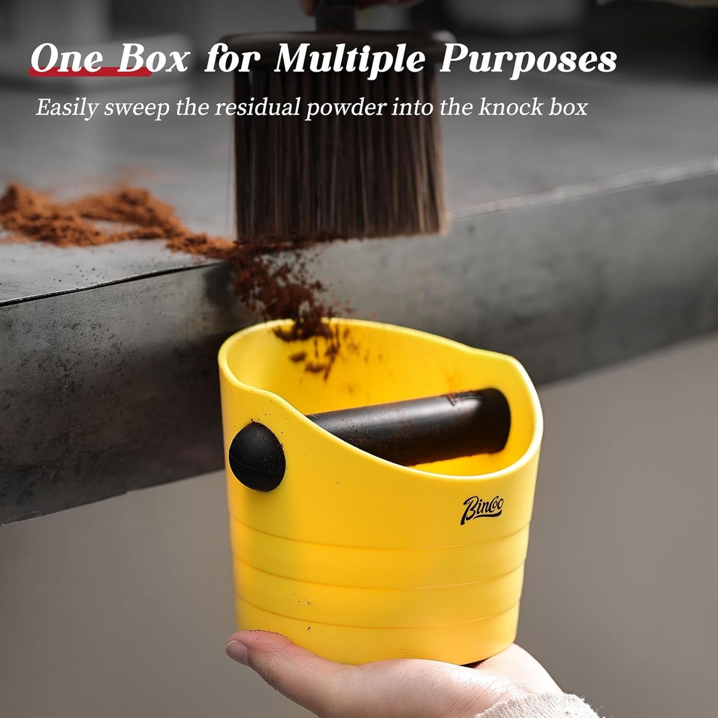 Cute Espresso Knock Box - 4.5 Inch Coffee Ground Knock Box, Espresso Puck Knock Box with Removable Knock Bar and Non-Slip Base (Army Green)