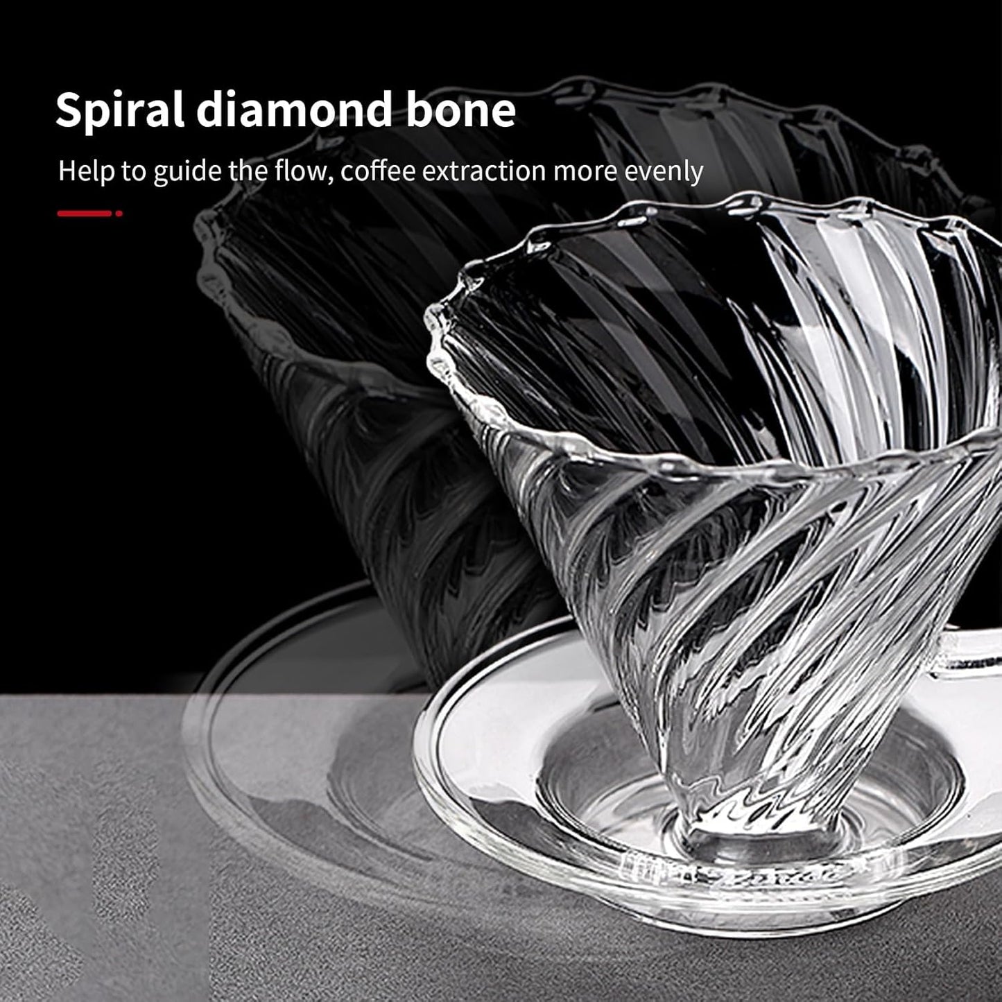 Bincoo Coffee Dripper,with 40 coffee filters Resuable Pour Over Coffee Maker With Handle, Slow Brewing Coffee Pour Over for Cafe, Travel, Home&Offices, 01 (Borosilicate Glass, 1-2 Cups(V01)