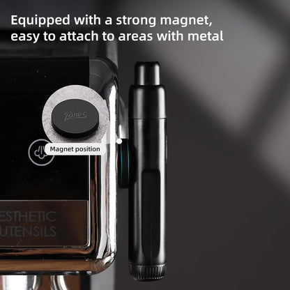 WDT Espresso Distribution Tool - Magnetic Espresso Stirrer Tool with Stainless Steel Retractable Needles, Coffee Needle Distribution Stirrer for Barista, with Extra 6 Needles (Black)