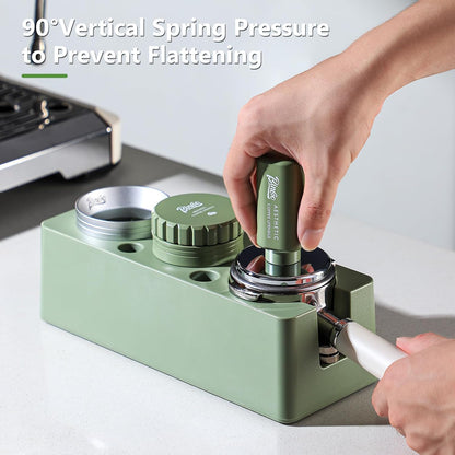 58mm Espresso Tamper - 58mm Coffee Tamper with Spring Loaded and Stainless Steel Ripple Base,Adjustable Depth Espresso Hand Tampers for 58mm Portafilter (Green)