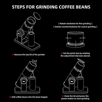 Electric Burr Coffee Grinder - Stepless Adjustment Electric Espresso Grinder with CNC Stainless Steel Conical Burr and Magnetic Lid & Dosing Cup (Black)