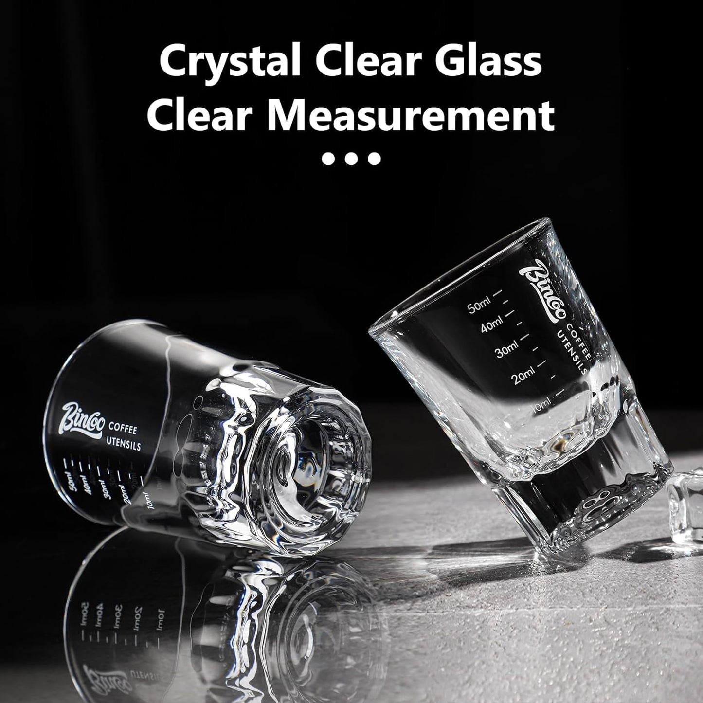 Espresso Shot Glasses 2 Pack - 50ml Espresso Measuring Cup Liquid Heavy Glass for Baristas for Single Shot