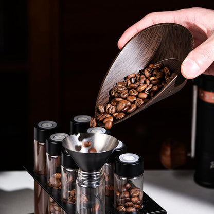 Coffee Bean Dosing Cup Set of 2 - Bincoo Wood Grain ABS Precision Dosing Cup for Espresso, Coffee Brewing - Non-Slip Base, Easy Pour Design, 30g Capacity