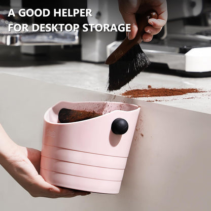 Large Espresso Knock Box, 1.2L Pink Knock Box for Coffee Grounds, Espresso Puck Knock Box with Removable Knock Bar and Non-Slip Base