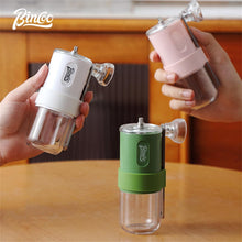 Bincoo Portable Manual Coffee Bean Grinder with Conical Ceramic Burr, Foldable Coffee Grinder for Outdoor Traveling Camping, Adjustable Coarseness (Pink)