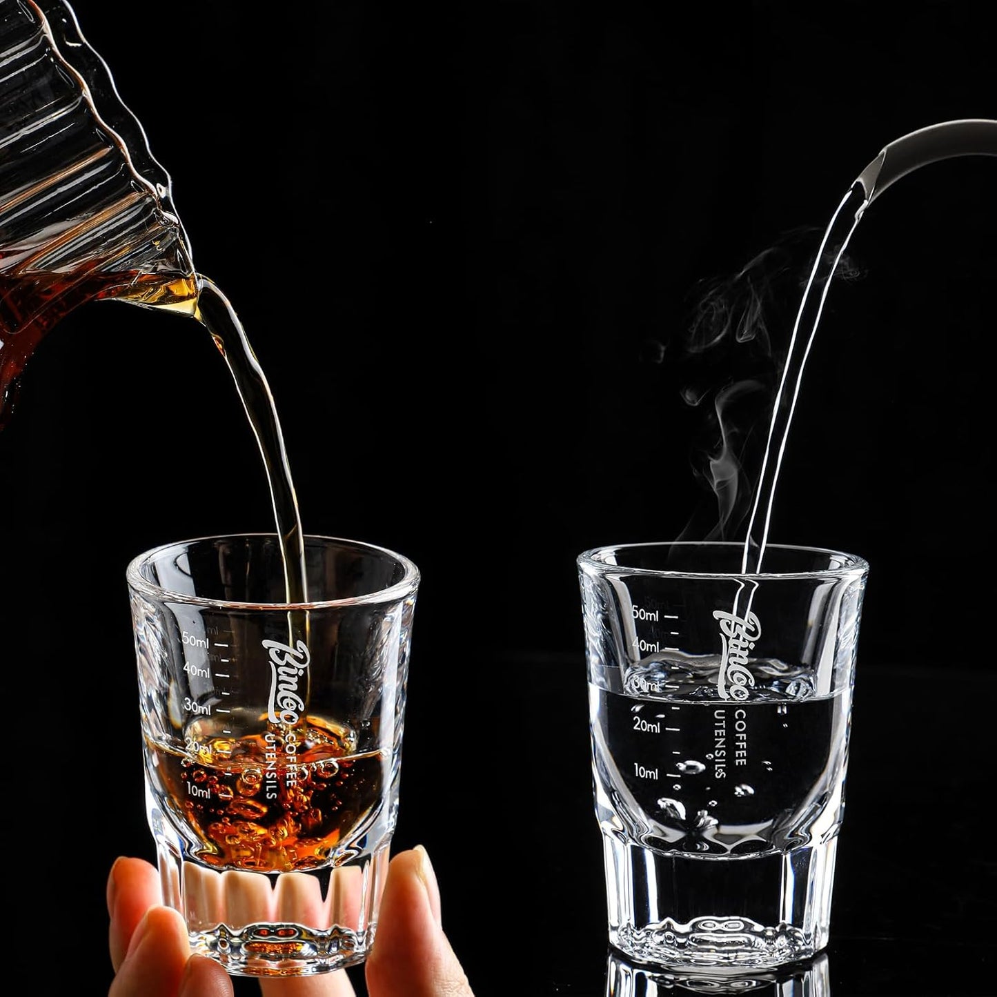 Espresso Shot Glasses 2 Pack - 50ml Espresso Measuring Cup Liquid Heavy Glass for Baristas for Single Shot
