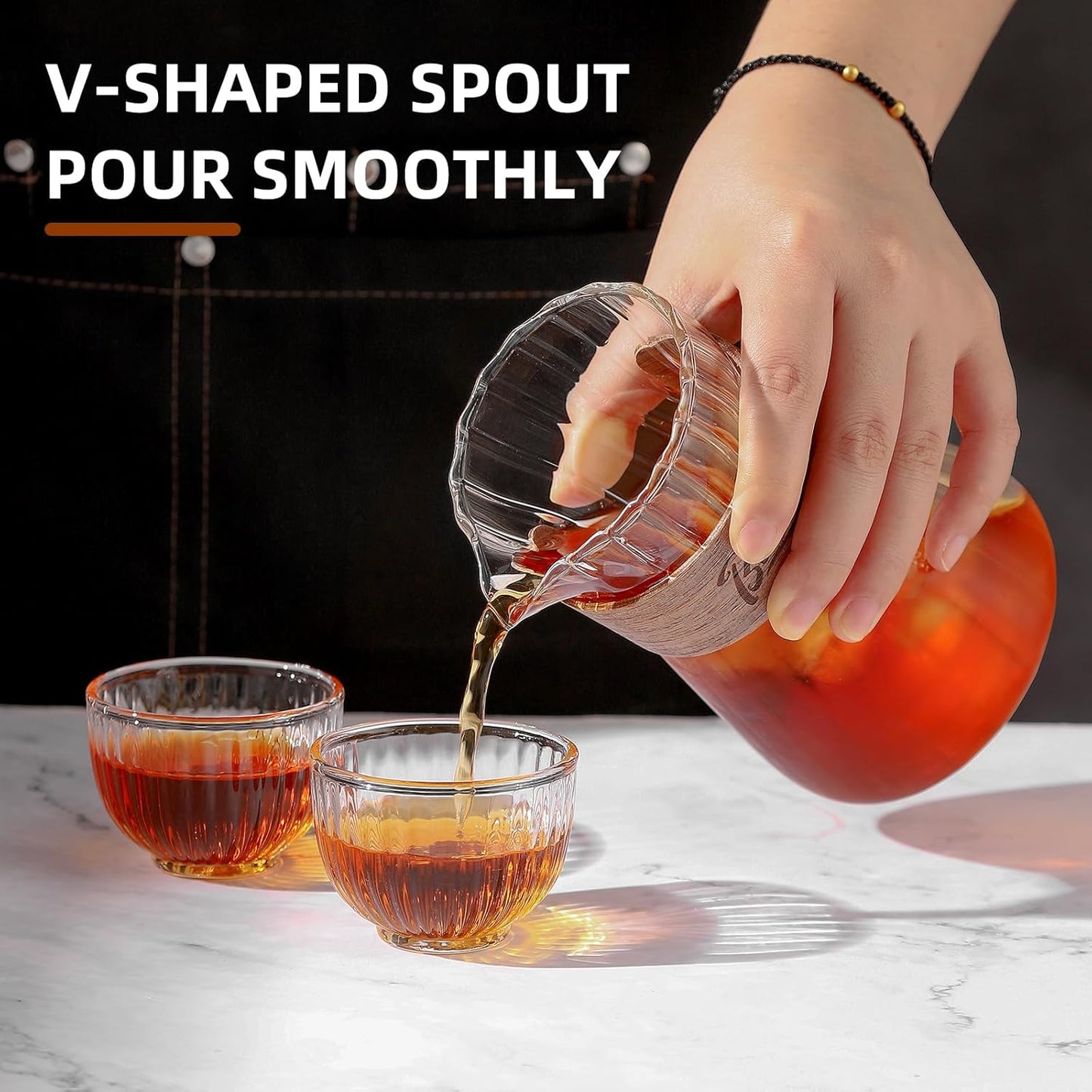 Bincoo GYKF1415 Pour Over Coffee Maker Set - 500ML Glass Coffee Server Coffee Carafe with Walnut Dripper and 50PCS Paper Filter, Drip Coffee Maker Set for Home Café Restaurant