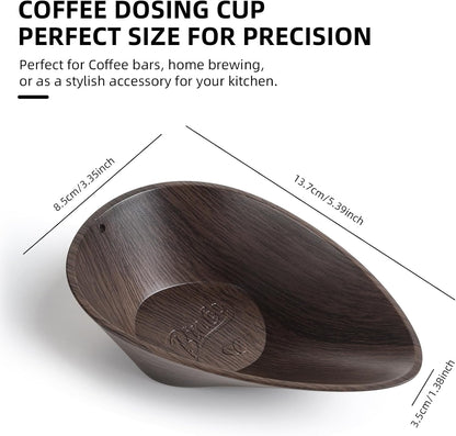 Coffee Bean Dosing Cup Set of 2 - Bincoo Wood Grain ABS Precision Dosing Cup for Espresso, Coffee Brewing - Non-Slip Base, Easy Pour Design, 30g Capacity