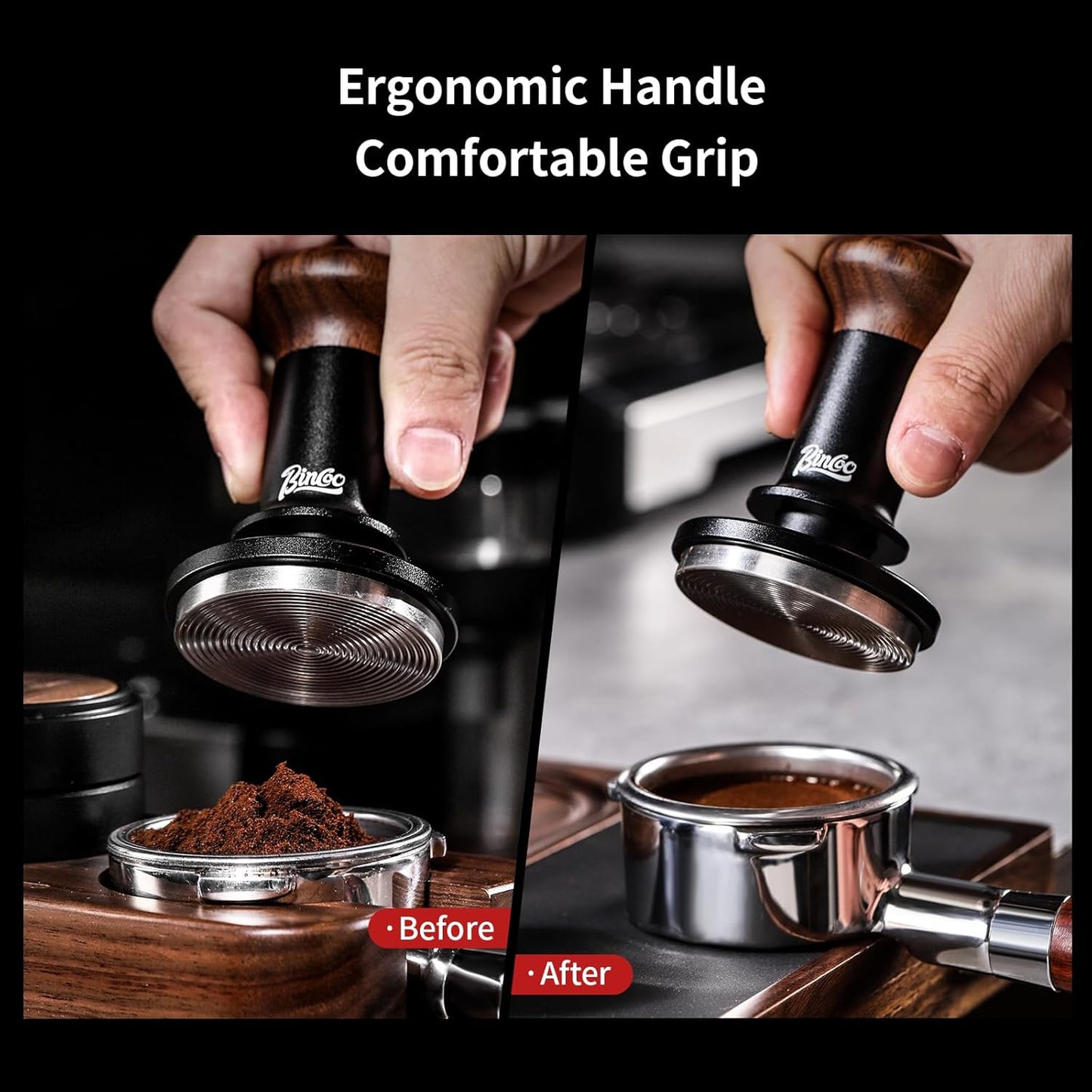 Espresso Tamper 51mm - Spring Loaded Coffee Tamper with Stainless Steel Base and Walnut Handle for Café,Tamped Perfection,Quality Brews at Home