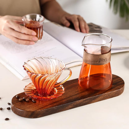 Bincoo Pour Over Coffee Maker Set - 500ML Glass Coffee Server,Glass Carafe with Coffee Dripper and 50PCS Paper Filter, Drip Coffee Maker Set for Home Café Restaurant (Orange)