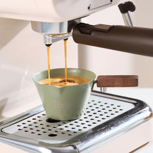 Green Espresso Shot Cup Set of 2,Stainless Steel Espresso Measuring Cup with Wood Handle,120ML Espresoo Coffee Pouring Cup,2 Pack
