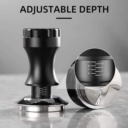 Bincoo GYKF0820 Espresso Tamper 58mm-Consistent Pressure Coffee Tamper for Barista Home,Adjustable Depth,Stainless Steel Base Tamper Espresso Tool Fits 58mm Portafilters(Grey 58mm)