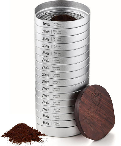 Bincoo Coffee Sifter 850μm Professional Coffee Sieve Calibration Set, Grind Sieves to Precisely Measure for Pour Over, Calibrate Your Grinder for Consistent Particle Size (15 Sizes: 200–1600μm)