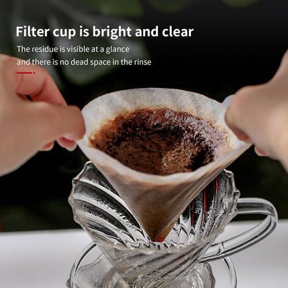 Bincoo Coffee Dripper,with 40 coffee filters Resuable Pour Over Coffee Maker With Handle, Slow Brewing Coffee Pour Over for Cafe, Travel, Home&Offices, 01 (Borosilicate Glass, 1-2 Cups(V01)